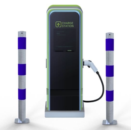 Absperrpfosten P 15540 als E-Ladesäulenschutz Absperrpfosten P 15540 als E-Ladesäulenschutz